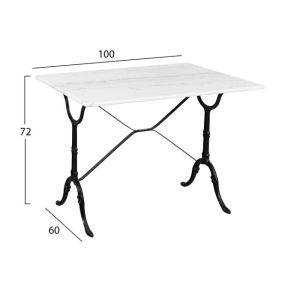 Table with marble top and black cast iron legs Hm464 100x60x72