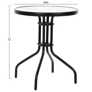 Table with tempered glass top Lima Hm5079.03 metal in black D60x68hcm