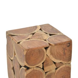 Маса табуретка Jaret Naturally от масивна акациева дървесина в орехов цвят 36x36x53cm