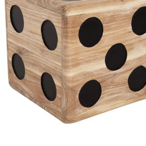 Table-stool dice Dice Hm7898 teak wood in natural color 40x40x40cm