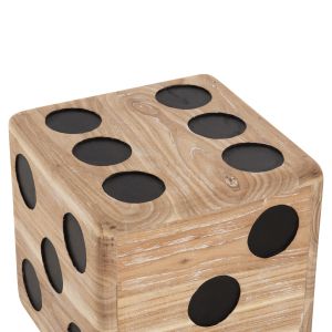 Table-stool dice Dice Hm7898 teak wood in natural color 40x40x40cm