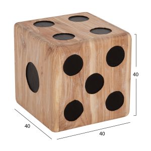 Table-stool dice Dice Hm7898 teak wood in natural color 40x40x40cm