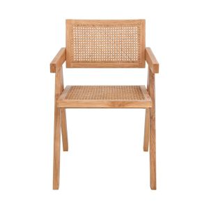 Solid beech chair with armrests Evergreen natural color 52x59x80cm