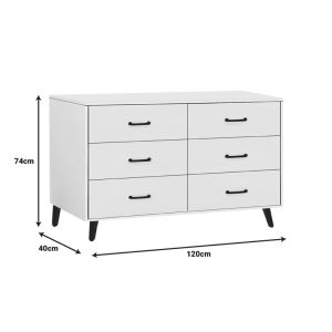 Adrenile MDF chest of drawers in white shade and black metal leg 120x40x74cm