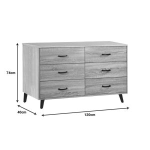 Adrenile MDF chest of drawers in natural shade and black metal leg 120x40x74cm
