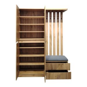 Мебел за антре Zomie в дъбов цвят 131x41.5x180.4см