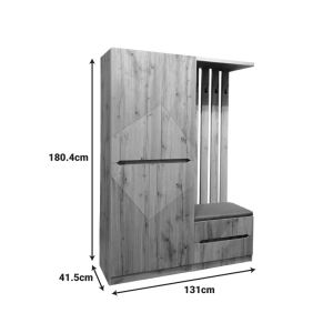 Мебел за антре Zomie в дъбов цвят 131x41.5x180.4см