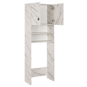 Terry Hm9122.12 washing machine cabinet with cabinet and shelves melamine white marble 64x29x181cm