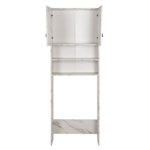 Terry Hm9122.12 washing machine cabinet with cabinet and shelves melamine white marble 64x29x181cm