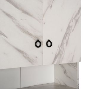 Terry Hm9122.12 washing machine cabinet with cabinet and shelves melamine white marble 64x29x181cm