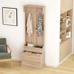 Kaylor Hm2474.01 anti furniture with hooks and storage space-MDF in Sonama 65x34x180hcm