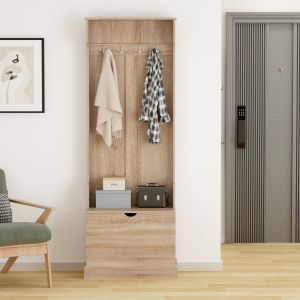 Kaylor Hm2474.01 anti furniture with hooks and storage space-MDF in Sonama 65x34x180hcm