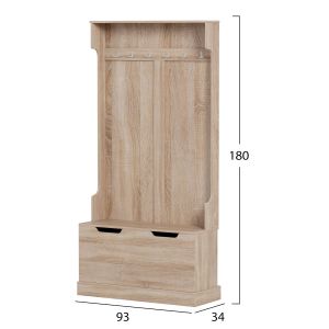 Kaylor Hm2475.01 anti furniture with hooks and storage space-MDF in Sonama 93x34x180hcm