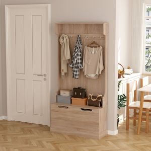 Kaylor Hm2475.01 anti furniture with hooks and storage space-MDF in Sonama 93x34x180hcm