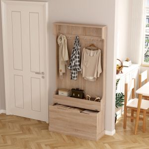 Kaylor Hm2475.01 anti furniture with hooks and storage space-MDF in Sonama 93x34x180hcm