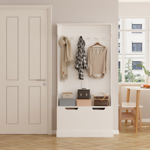 Kaylor Hm2475.03 Anti-theft furniture with hooks and storage space - MDF in white 93x34x180hcm
