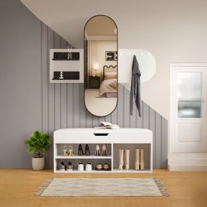 Мебели за антре 2 бр. Cheryl Hm21276.01 меламин в бяло - черен мраморен вид