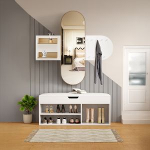 Мебели за антре 2 бр. Cheryl Hm21276.02 меламин в Бяло-sonama