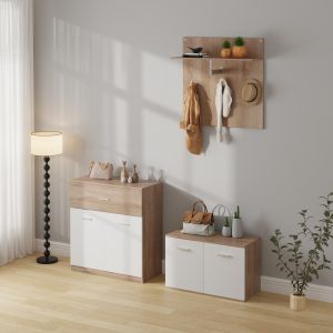 Hallway furniture 3pcs Dionne melamine in sonama-white Hm21058