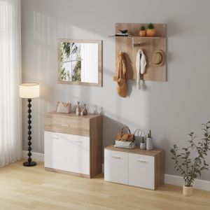 Hallway furniture 4pcs Dionne melamine in sonama-white Hm21057