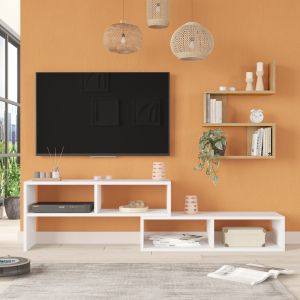 Мебели за антре Kakomo в бяло-натурален цвят 170x29.5x43см