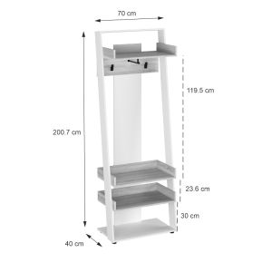 Мебели за антре Sciove в бяло-естествен нюанс 70x40x200см