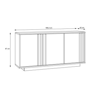 Melamine buffet Chesto in white and oak color 169.2x42x87cm
