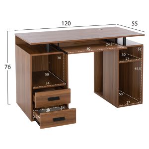 Melamine office desk Status, walnut 120x55x76cm HM2026,03