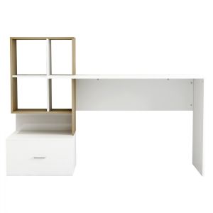 Melamine office with bookcase, white Sonama 149x48x105ycm Hm8993,02
