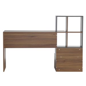 Melamine office with bookcase, walnut gray 149x48x105ycm Hm8993,01