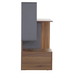 Melamine office with bookcase, walnut gray 149x48x105ycm Hm8993,01