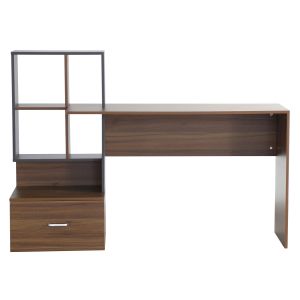 Melamine office with bookcase, walnut gray 149x48x105ycm Hm8993,01