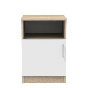 Меламиново нощно шкафче Galdi в цвят Sonoma-бял 40x45x60см