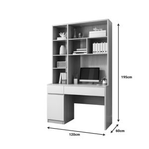 Melamine office desk Pertin in white-natural shade 120x60x195cm