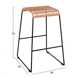 Метален бар стол Allegra Hm5641 ратан в бежов цвят 49x50x76cm
