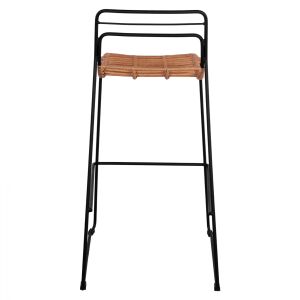 Метален бар стол Allegra Hm5642 ратан в бежов цвят 48x53x100cm
