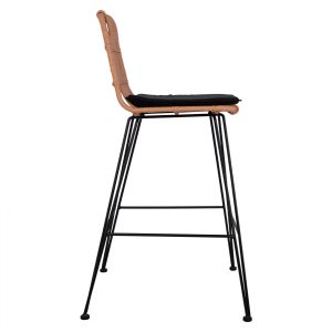 Метален бар стол с възглавница Allegra Hm5452 ратан в бежов цвят 56x60x109cm