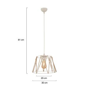 Метален бял полилей с бежово въже Hm7566,03 D30x81hcm