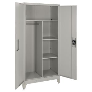 Metal wardrobe with legs Clod with 2 doors and divider - light gray 90χ40χ190hcm, HM11981