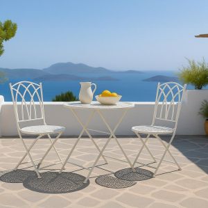 Metal garden set with 2 chairs Gordon beige