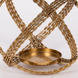 Метален златен свещник 22.5x11x19.5см