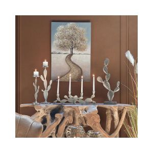 Metal cactus candle holder