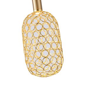 Метален полилей Led 6.3w 648lm 3000k Φ130x1588mm златисти, перфорирани