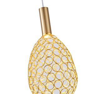 Метален полилей овален Led 6.3w 648lm 3000k Φ140x1588mm златисти, перфорирани