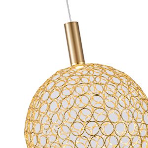 Метален полилей овален Led 6.3w 648lm 3000k Φ250x1388mm златисти арте иллумина перфорато