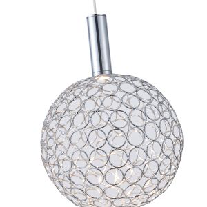 Метален полилей овален Led 6.3w 648lm 3000k Φ250x1388mm хромирани, перфорирани с осветление