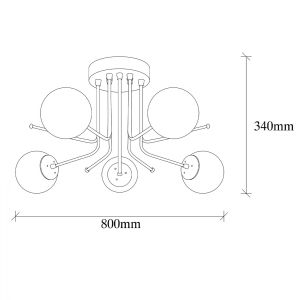 Metal chandelier with white caps Hm7283 80χ80χ34cm