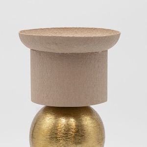 Metal candlestick, beige-gold, 10x10x26cm