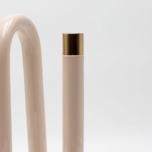 Metal candlestick, beige-gold, 11x9x20cm