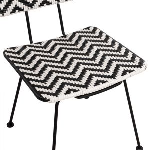 Метален стол Allegra Hm5693 с ракита цвят бял/черен 46x56x88cm